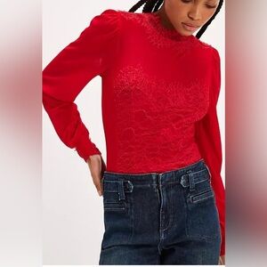 NWT FREE PEOPLE INTIMATELY SWEET NOTHING LACE LONG SLEEVE BODYSUIT XS